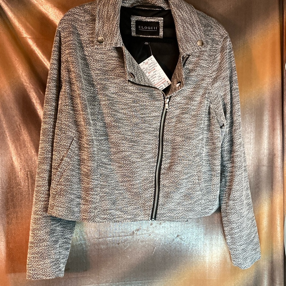 Gray heather side zip moto‎ Eloquii jacket with stud details 18/20 stretchy 403